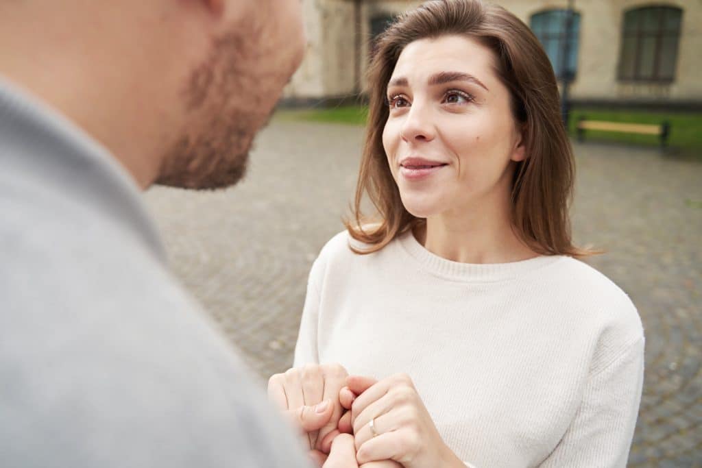 woman talking calmly